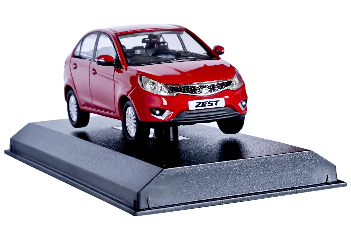 Tata Zest 1:43 Diecast Scale Model car with Acrylic Case - Official Merchandise (Red)